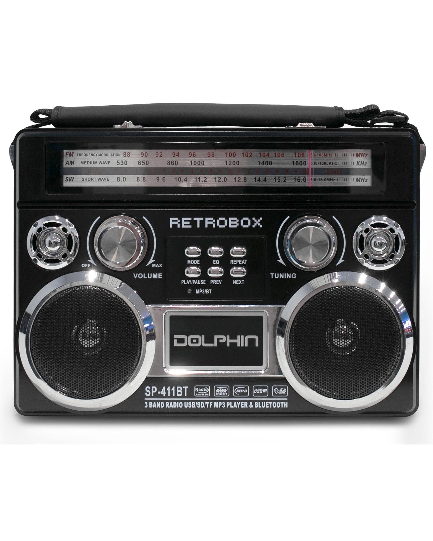 Audiobox SP-411BT RETROBOX™ Portable Bluetooth Radio - Top ElectrosSpeakersSP-411BT BLACK682055446684