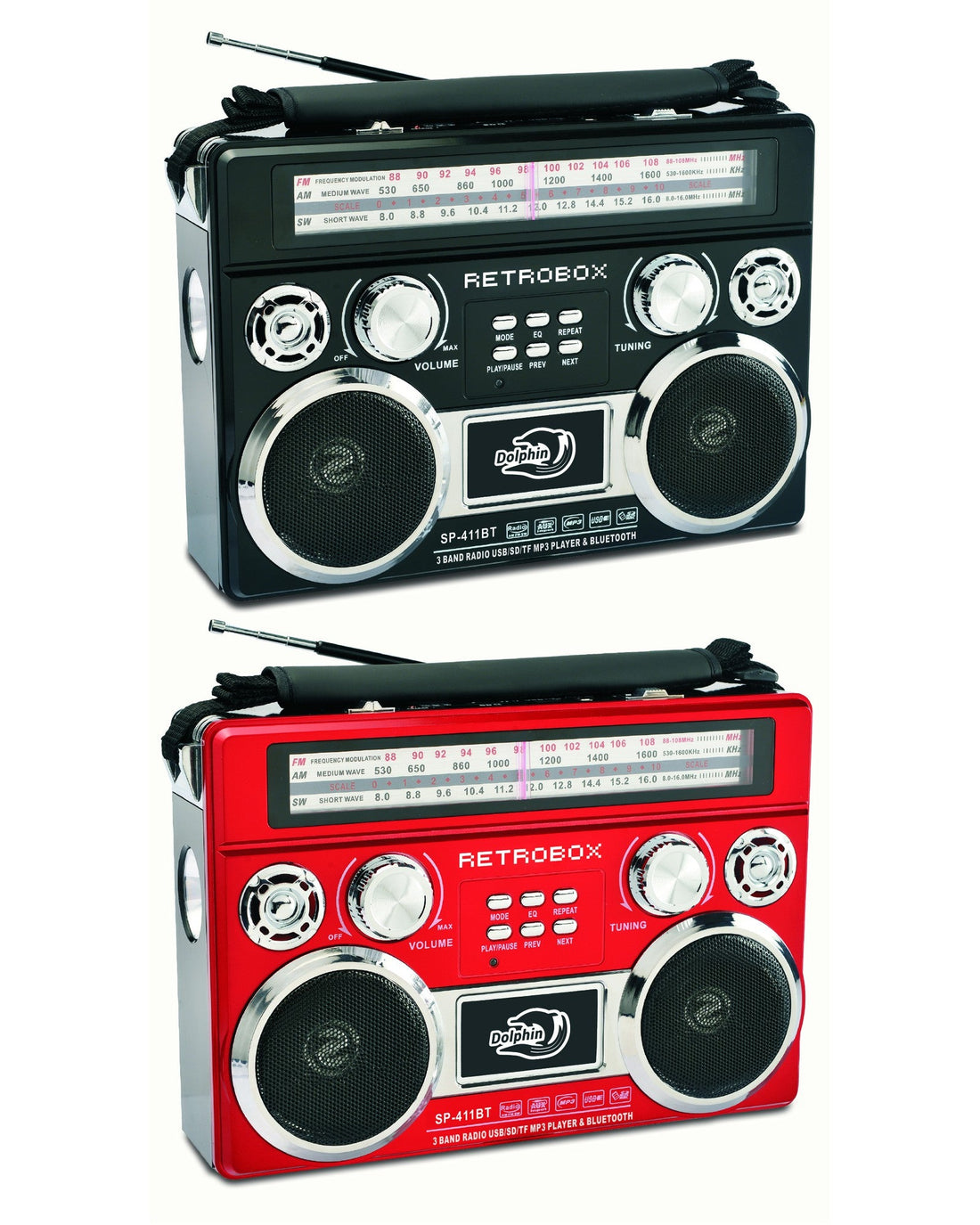 Audiobox SP-411BT RETROBOX™ Portable Bluetooth Radio - Top ElectrosSpeakersSP-411BT BLACK682055446684