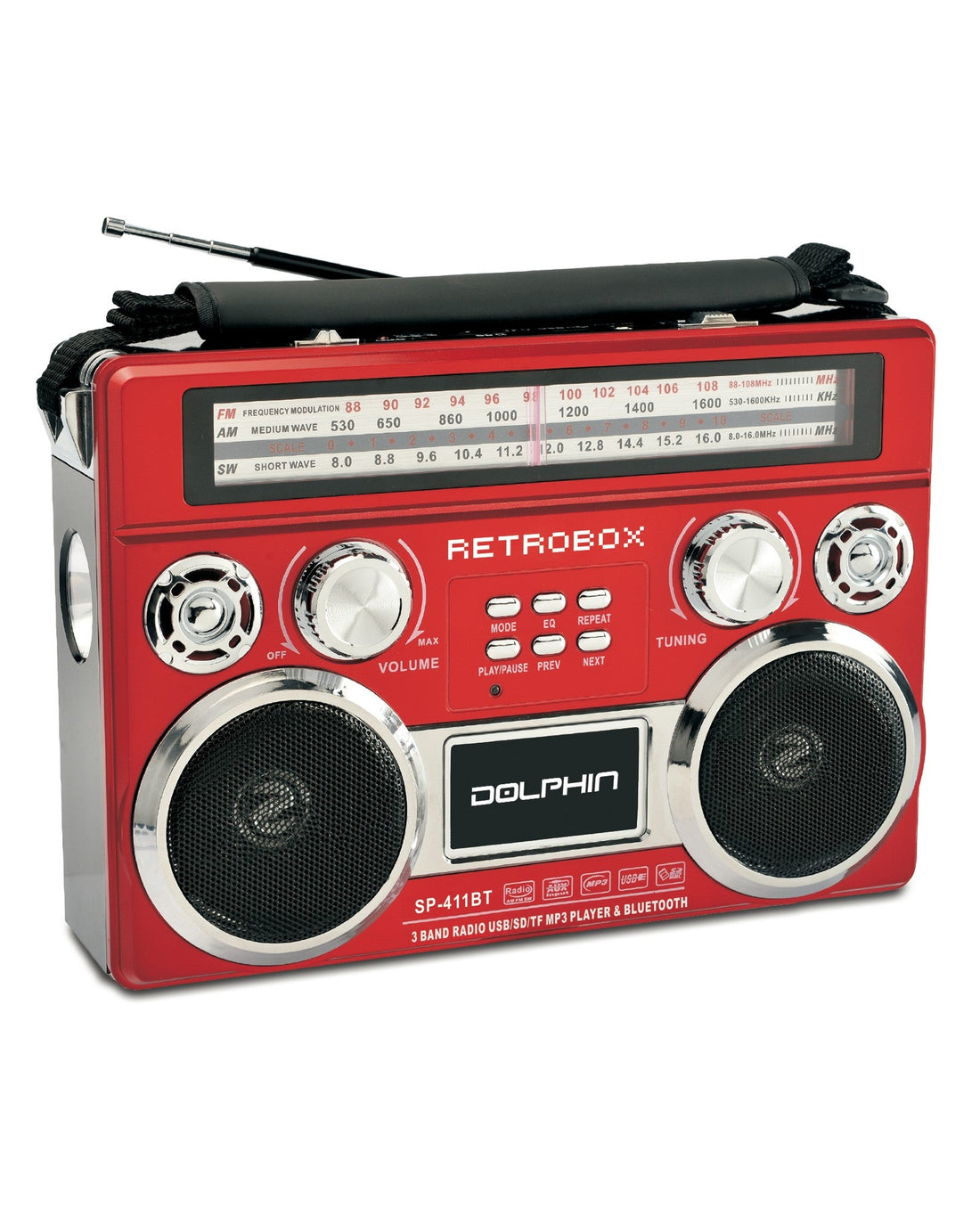 Audiobox SP-411BT RETROBOX™ Portable Bluetooth Radio - Top ElectrosSpeakersSP-411BT RED682055447278