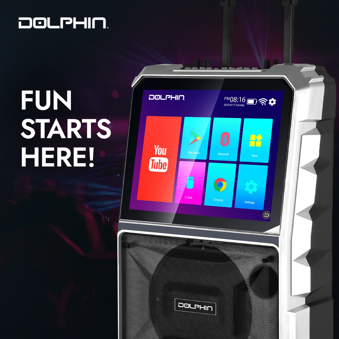 Dolphin KB-85R Portable Karaoke Machine with Touchscreen & Wireless Microphone - Top ElectrosKaraoke SystemKB-85R810059431782