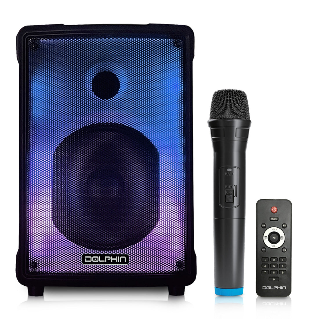 Dolphin KP-80 Premium Loud DEEP Sound, Lite-Weight, Karaoke Party Speaker with Full Fire Light Show | Includes Wireless Microphone &amp; Remote Control - Top ElectrosSpeakersKP-80-FBA810059431058