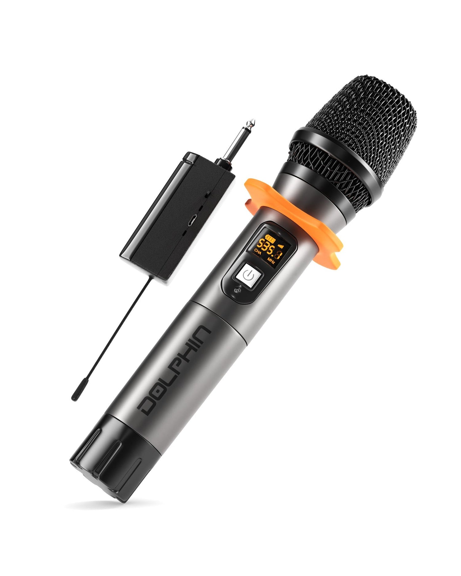 Dolphin MCX10 Wireless Microphone, Portable Handheld Cordless Karaoke Microphone for Speakers with Transmitter, Silicon Ring, and Batteries - Top ElectrosWireless MicrophoneMCX10850006218950