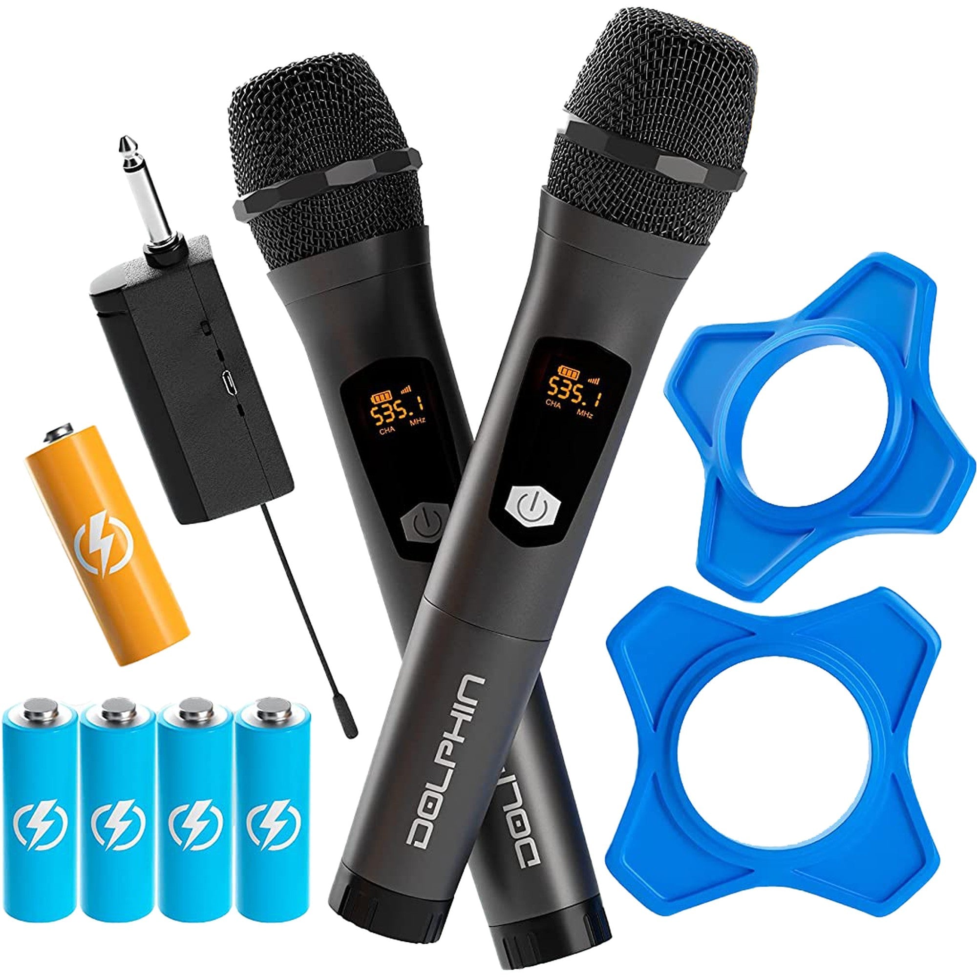 Cordless　of　Set　Top　Dual　Wireless　Handheld　Microphone　Dolphin　MCX20　Receiver　2)　Mic　with　System,　(Set　Electros　Dynamic　Rechargeable