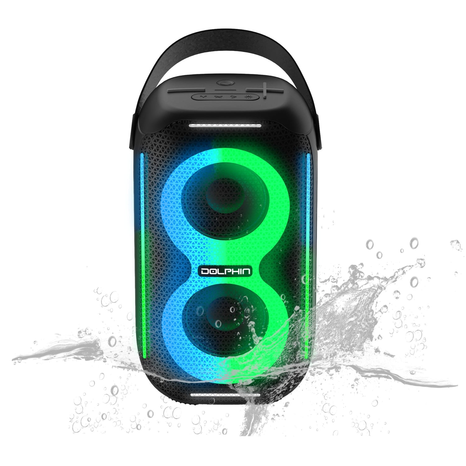 Dolphin New S20 Waterproof Portable Party Speaker - Compact Design, HD Lightshow, Perfect for Beach, Pools, Showers, Camping, All Outdoors - Top ElectrosSpeakersS20-Black810059431546