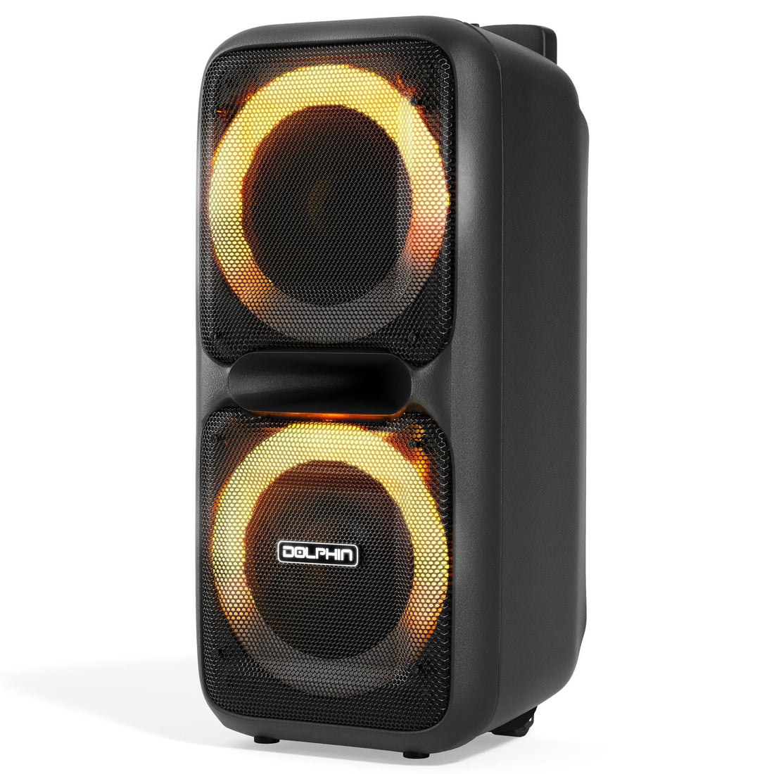 Dolphin SP-2080RBT Dual 8-Inch High Power Portable Bluetooth, Wireless Microphone, Deep Bass, LED Lights, USB/SD Card, Rechargeable Battery - Ideal for DJ, Outdoor & Indoor Events - Top ElectrosSpeakersSP-2080RBT810059431904