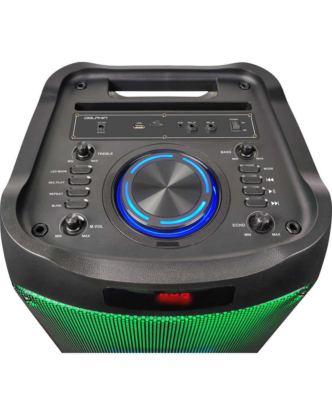Dolphin SPF-1212R Powerful Sound &amp; BASS 5100W | Portable Rechargeable Big Party Speaker | Dual 12&quot;, 3X 1 Tweeters | LED Party Lights, Handles and Wheels, Includes 2X Mic &amp; Remote Control - Top ElectrosSpeakersSPF-1212R810059431263