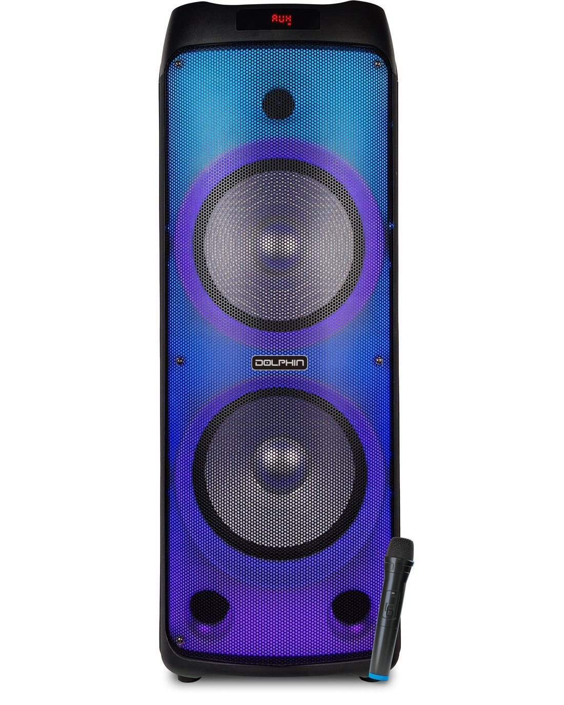 Dolphin SPF-1212R Powerful Sound &amp; BASS 5100W | Portable Rechargeable Big Party Speaker | Dual 12&quot;, 3X 1 Tweeters | LED Party Lights, Handles and Wheels, Includes 2X Mic &amp; Remote Control - Top ElectrosSpeakersSPF-1212R810059431263