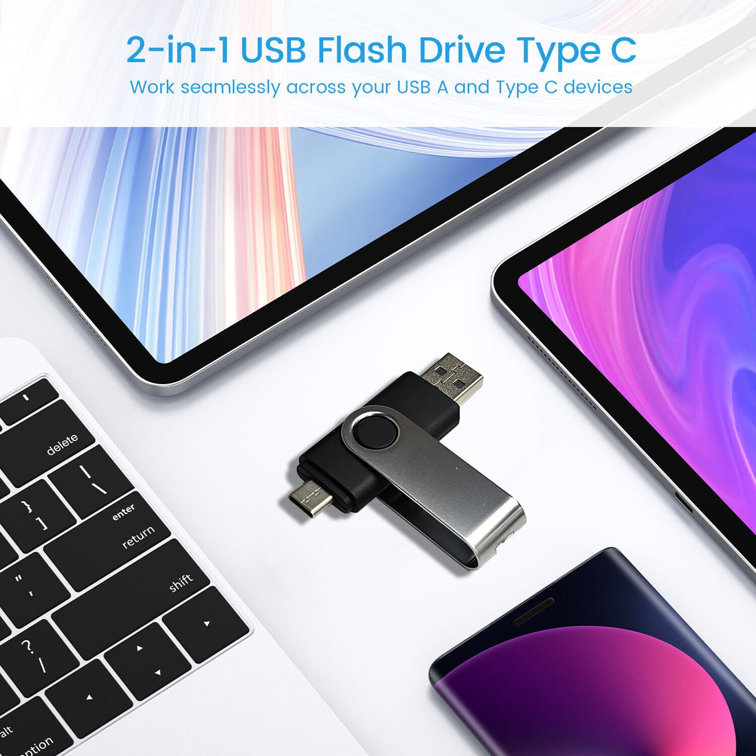 USB Type C To USB Flash Drive OTG PenDrive For Phone/Mac/Tablet - Top ElectrosUSBUSB-C BULK 4GB BLACK